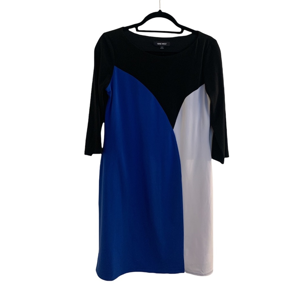 Nine West Color Block 3/4 Sleeve Sheath Dress - B… - image 1